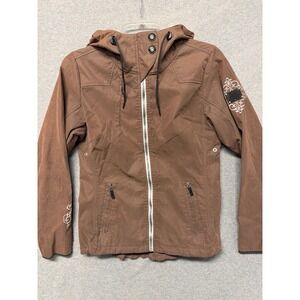TORSTAI Womens Brown Full Zip Hooded Jacket Stylish Outdoor Adventure Size S